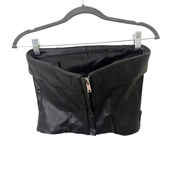 HELSA Faux Leather Bustier Crop Top Black X-Small - Picture 3 of 5
